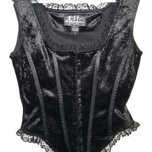 Gothic Steampunk Black Velvet Corset Top